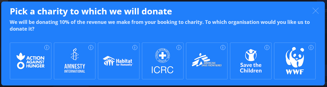 Select a charity to which we will donate